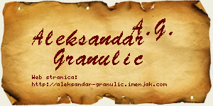 Aleksandar Granulić vizit kartica